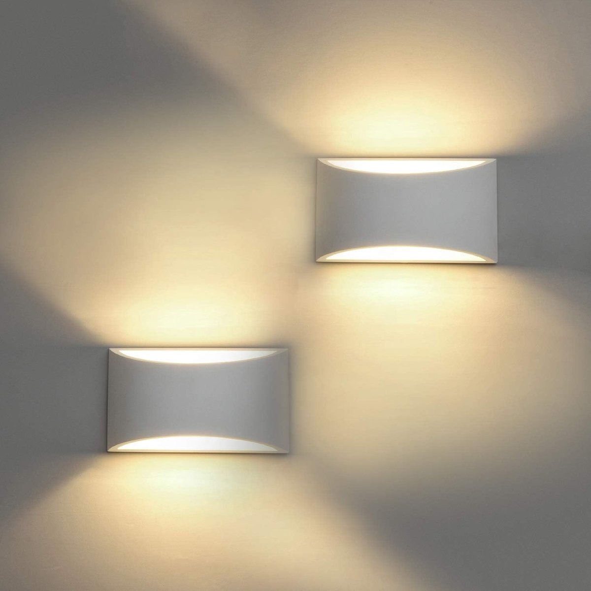 LED-wandlamp - Wit - Set van 2 - Gipsverlichting met Warmwit Licht - Voor Badkamer en Woonkamer