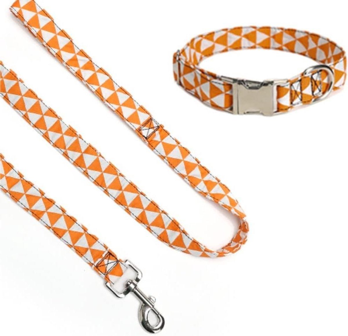 Hondenriem Halsband Set - Hondenlijn Training - Actieve Huisdierwandelingen - Gepersonaliseerd Verstelbaar - 2.5 x 60cm - Oranje
