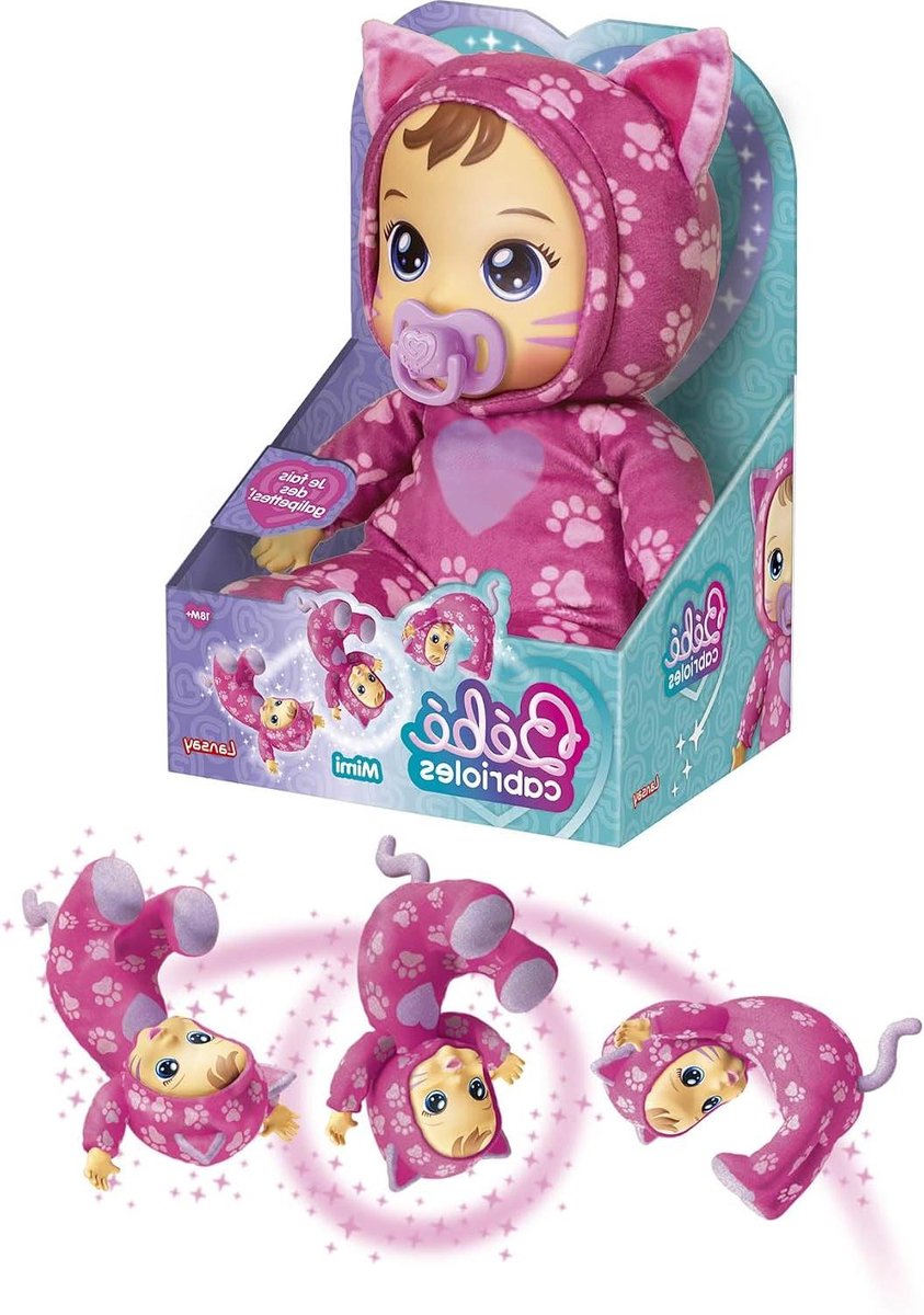 Interactieve pop Mimi - Pluche pop Knuffelpop - Kinderspel - Maakt koprollen - 18.4 cm - Multi
