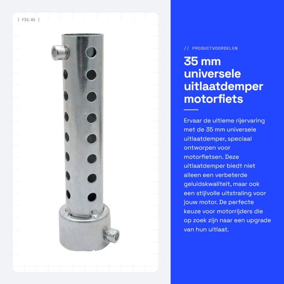 Uitlaatdemper Universeel 35 mm - Motorfiets - DB Killer - Schokbestendig - Lichtgewicht - Duurzaam - Motoruitlaat