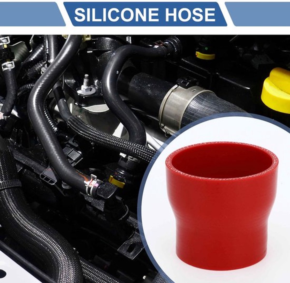 Silicone Slang 4-Laags - Rood - Binnendiameter 63mm/76mm - Dikte 5mm - Maximale Temperatuur 300℃ - Geschikt voor Koelvloeistof - Koelslang