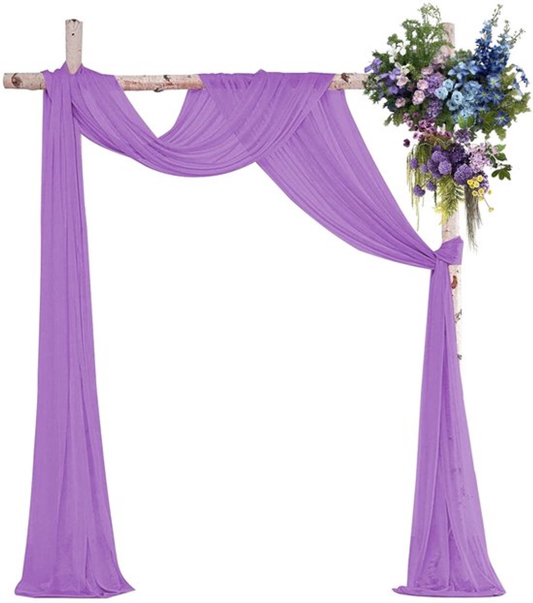 Bruiloftsboog 75 x 600 cm - Chiffon-tule - Romantische decoratie - Outdoor/indoor - Lichtgewicht 300 g - Eenvoudig onderhoud - Decoratiestof