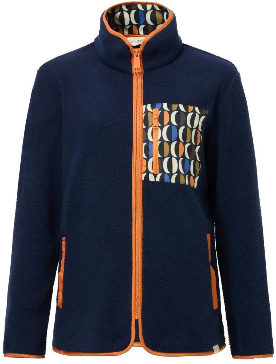 Regatta Orla Printed Borg Fleece Met Volledige Rits Vrouw Marineblauw