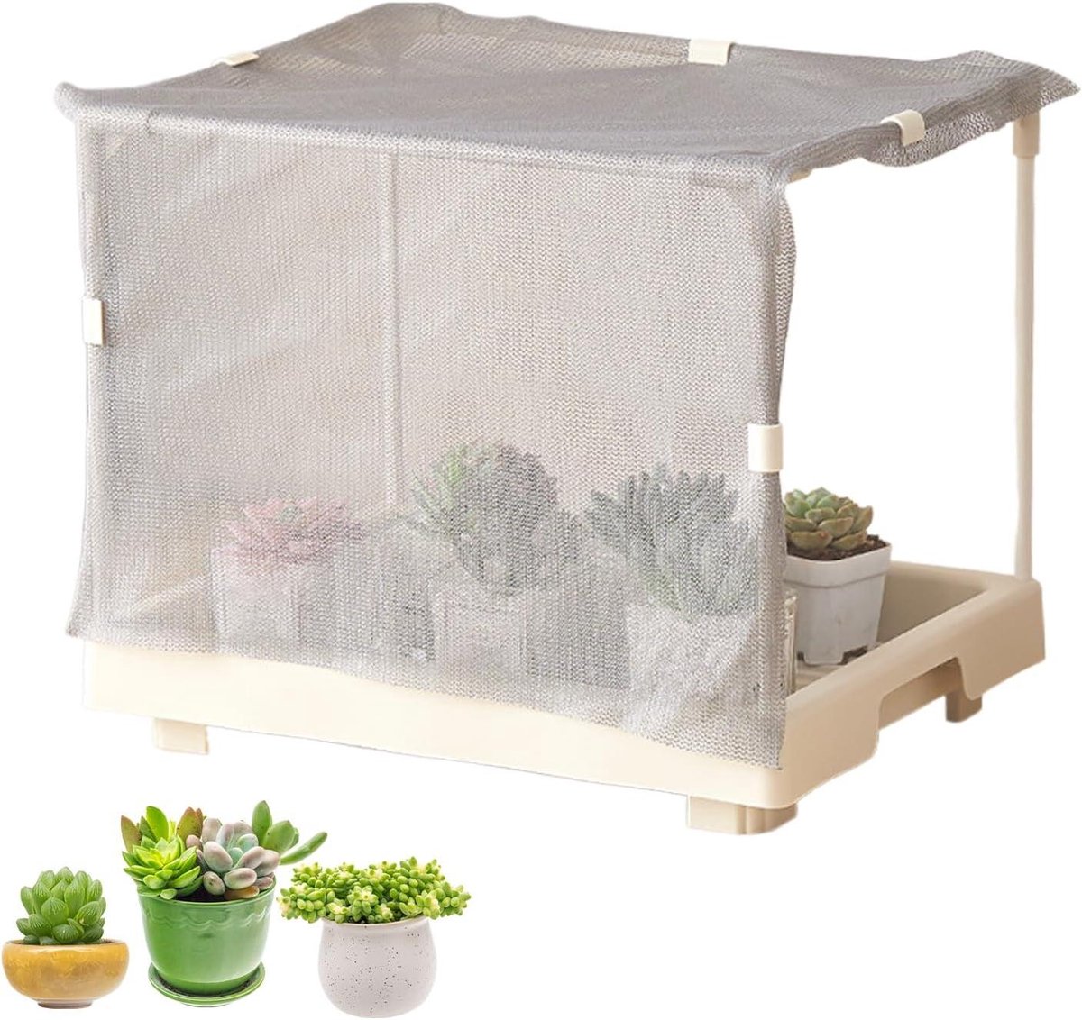 Mini Broeikas - Draagbare Kas - Planten Kweken - Verhoogde Plantenhouder - 34 x 26 x 29 cm - Wit