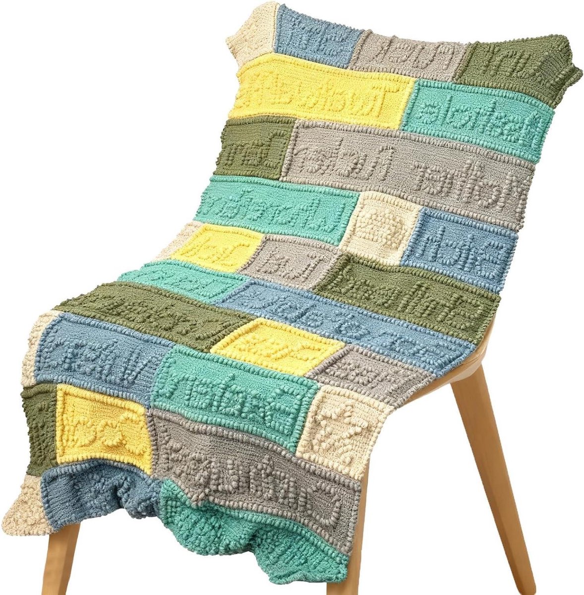 Grappig Dekentje - Gequilte Lakens - Bank Comfort - 3D Scheldwoorden - 22x22 cm - Kleurblokken