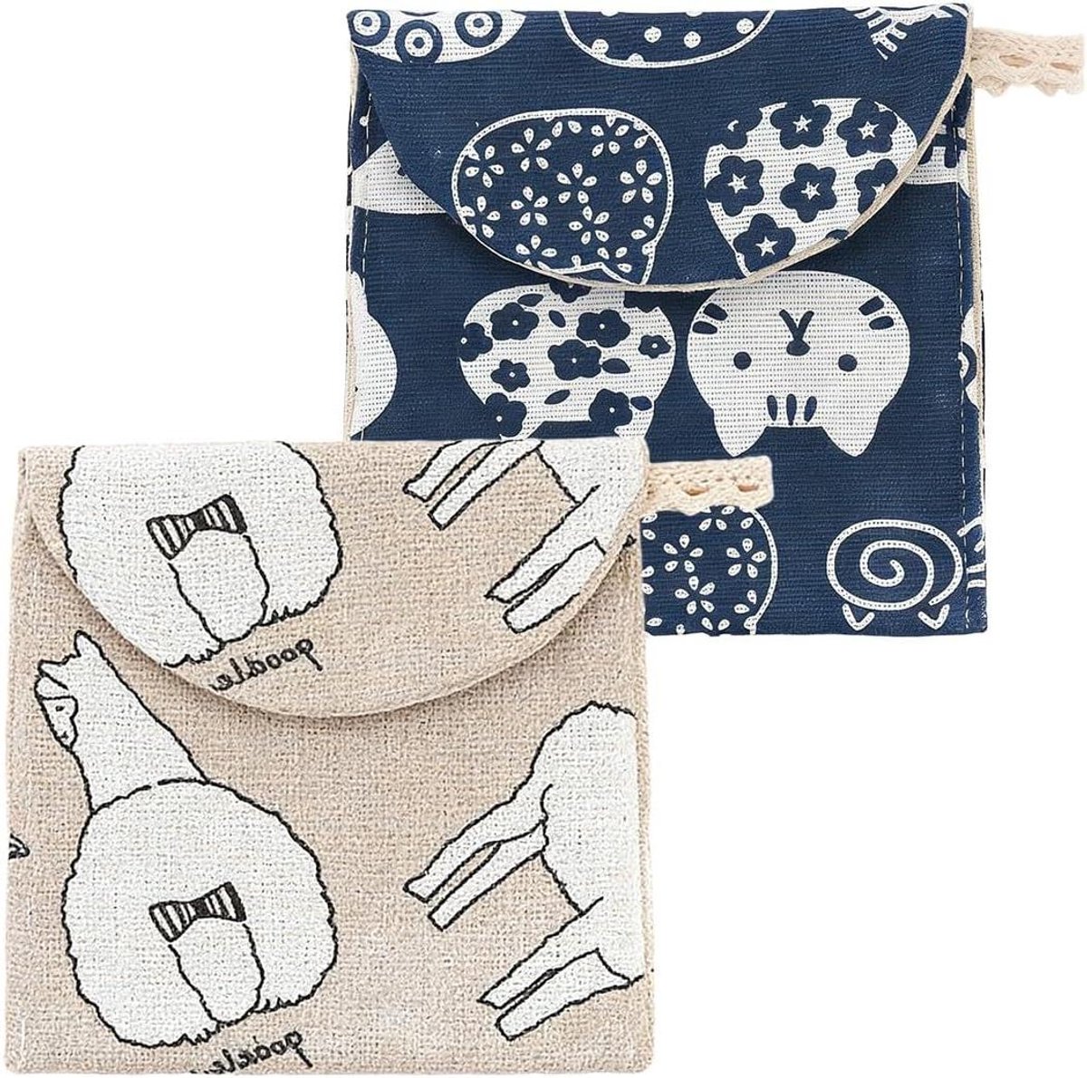 Maandverbandzakjes 2 stuks - Opbergtasjes - Persoonlijke Hygiëne - Compact en Draagbaar - 13x5x13 cm - Meerdere Kleuren