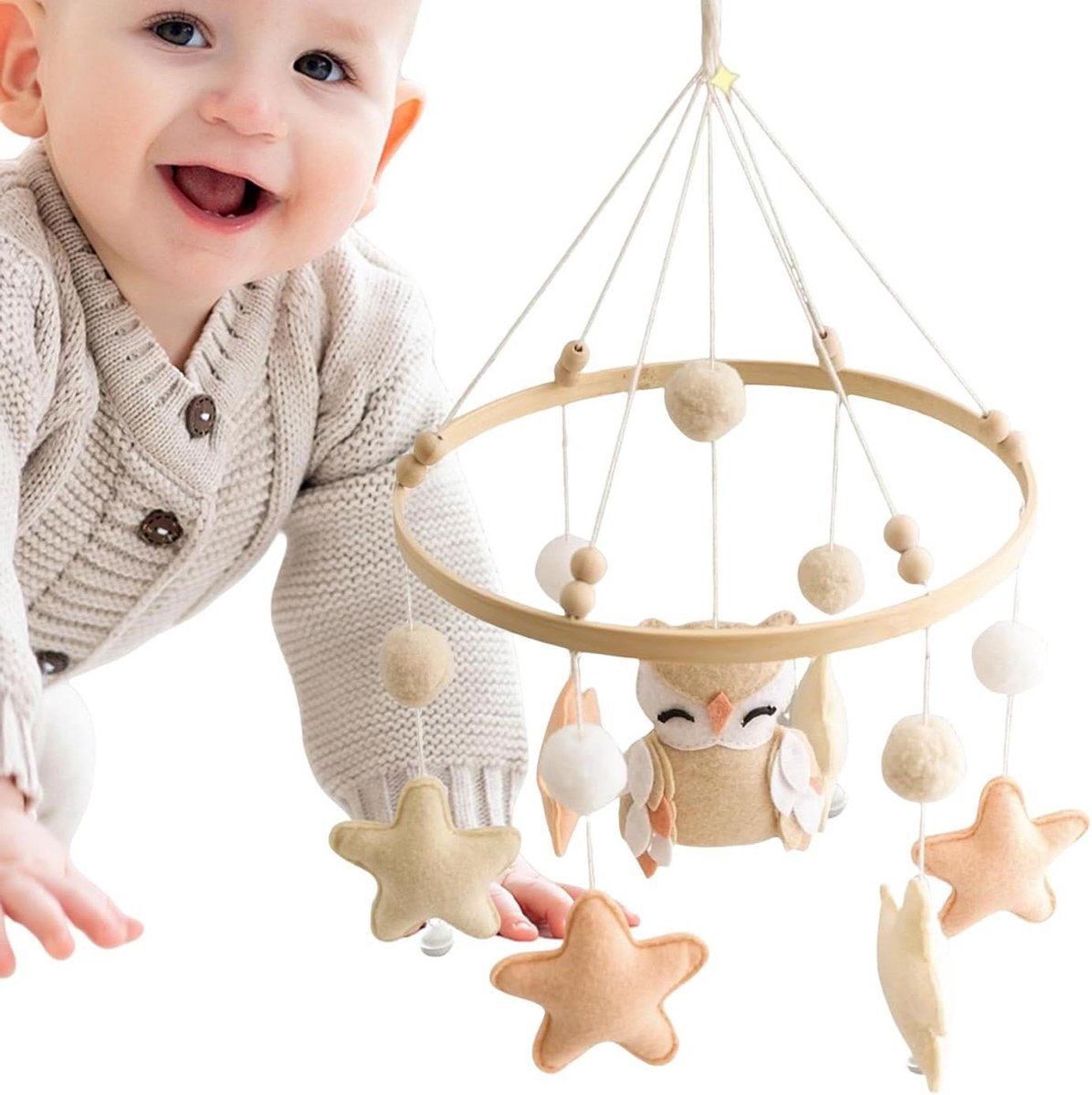 Babymobiel Vilten - Kinderkamer Mobiel - Babykamer Decoreren - Handgemaakt Zacht Vilt - 24 x 24 x 6 cm