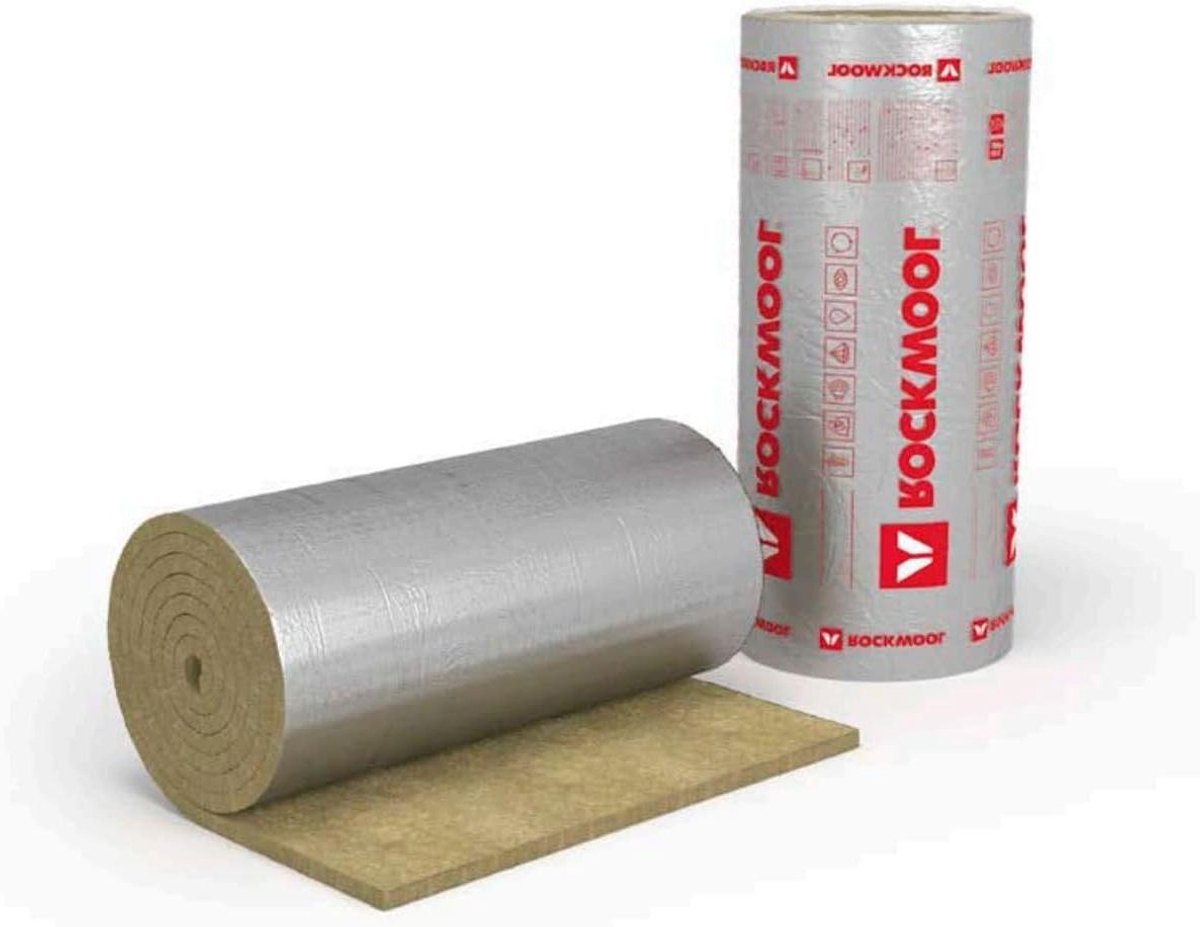 Lamellenmat Steenwol - Isolatiemat Warmte- en Geluidsisolatie - Isoleren Kanalen - Niet-brandbaar Aluminiumfolie - 3m x 1m - Bruin