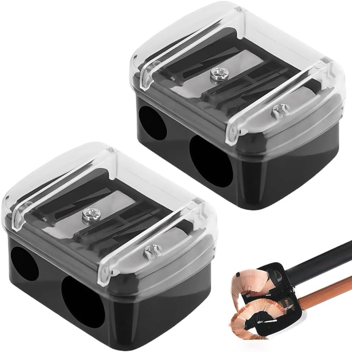 Dubbele Puntenslijper voor Make-up, Set van 2, Geschikt voor Oogpotloden en Lippenpotloden, Precisie Snijbladen, Compact en Handzaam voor Reizen