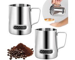 Melkopschuimkruik met Thermometer - Zilver - 20 oz/600 ml - Roestvrij Staal - Voor Koffie en Melk