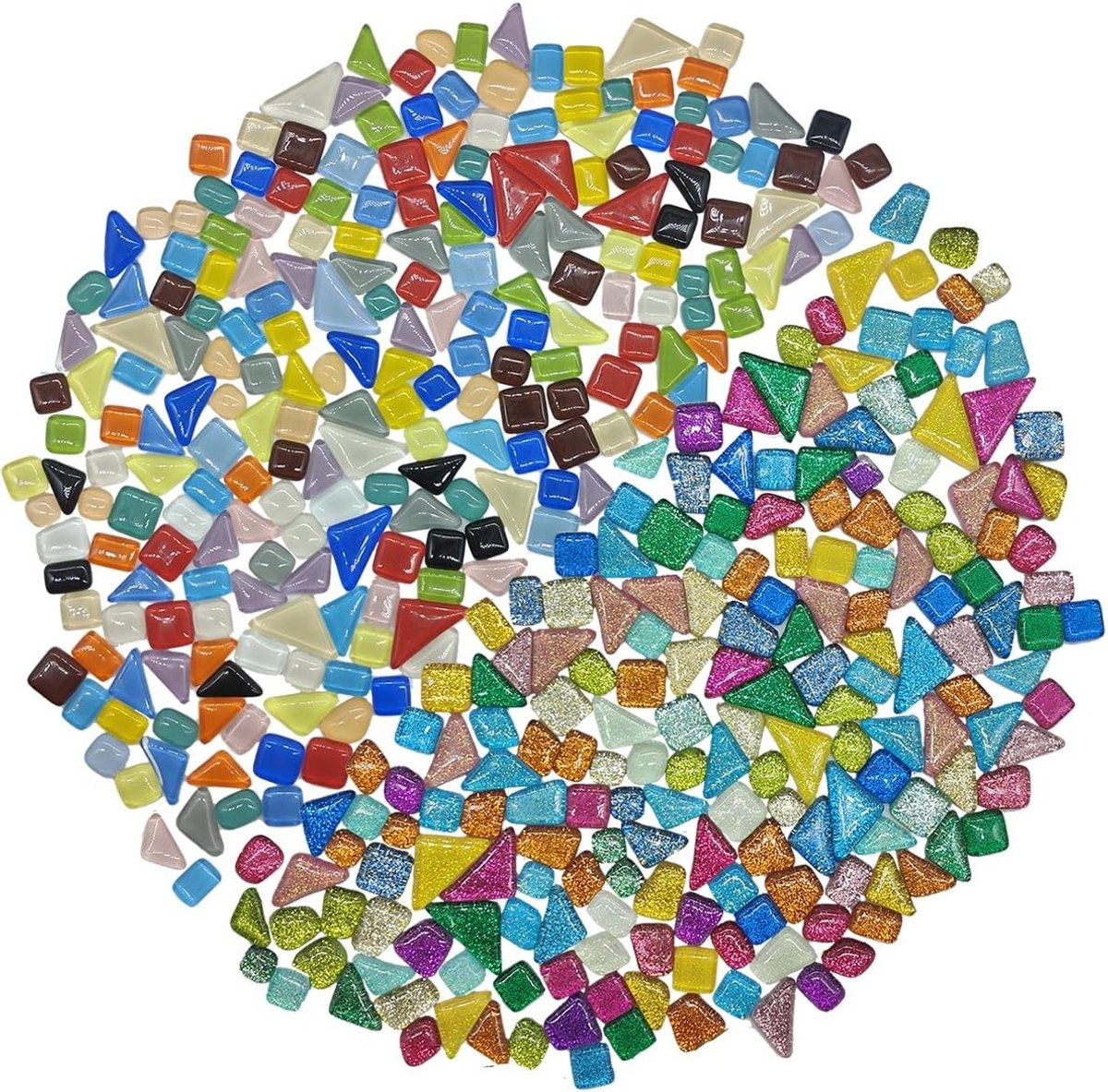 Mozaïektegels Knutselset - Mix-500g - 500 g - Helder & Glitter Glasmozaïek Stenen voor Doe-Het-Zelf Projecten