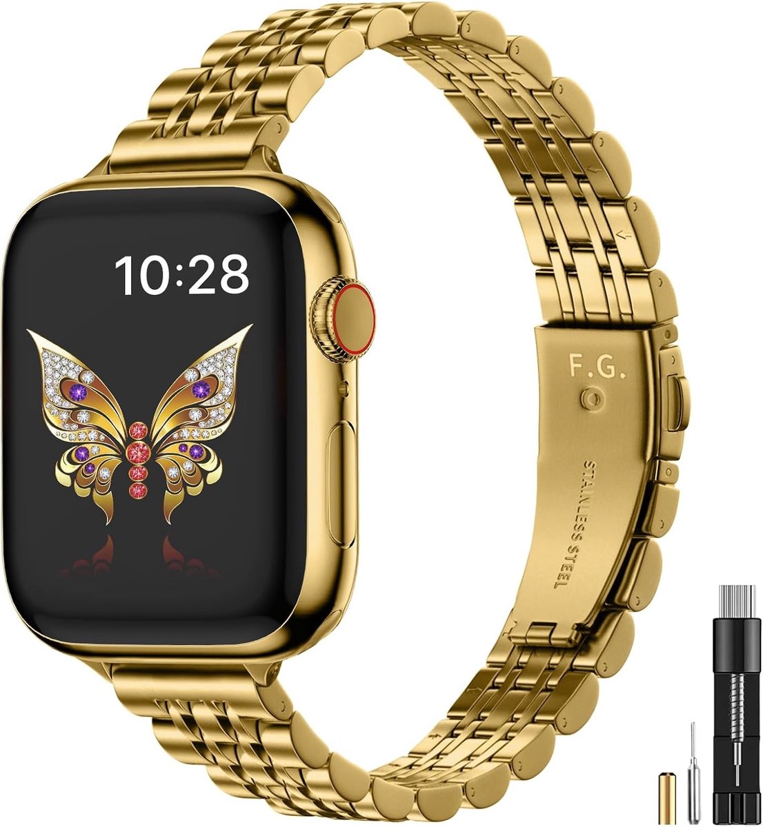 Stijlvolle RVS Horlogeband voor Apple Watch 41 mm, 40 mm en 38 mm - Geschikt voor Series 1 t/m 9, Perfect voor Dames, Luxe en Comfortabel