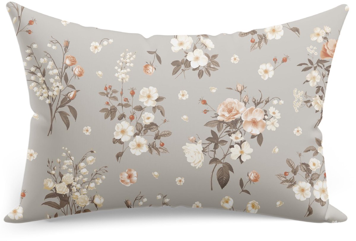 Kopfkussenhoes 30 x 50 cm van 100% katoen, met rits, Lilien Grijs
