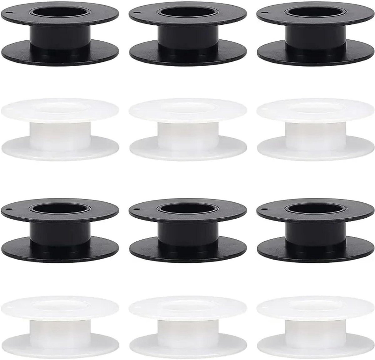 Plastic Draad Klossen - Naai Spoelen Lege Spoelen - Garen Beheer - Kleurgecodeerde Sortering - 50 stuks - Wit Zwart