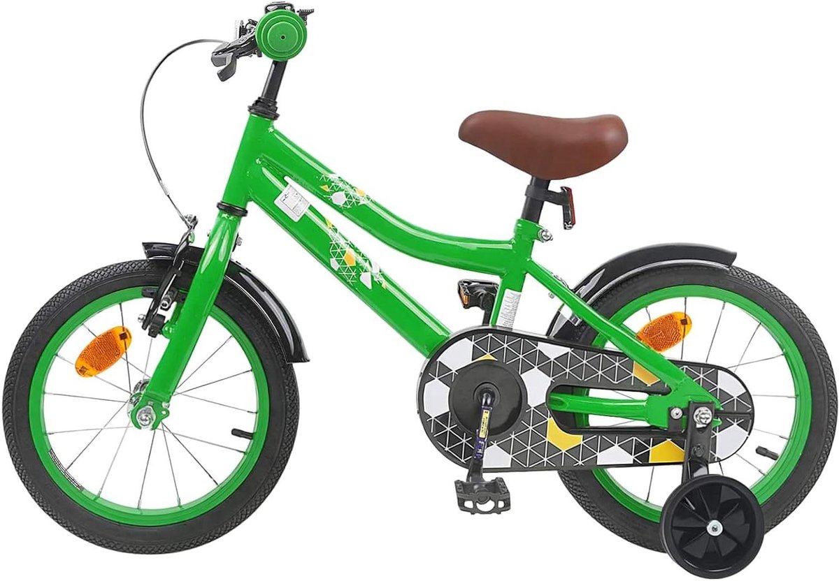 Kinderfiets 16 Inch Peuterfiets Meisjesfiets Avontuurlijke Rit Verstelbaar Stuur Zadel 16 inch Groen