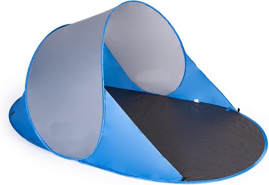 MOZY® - Pop-up Strandtent - Blauw / Zilver - 190 x 120 x 86 cm - met Draagtas - Pop Up Tent - Opvouwbaar - Zonwering - Windbescherming - Zonbescherming van MOZY — afbeelding 2