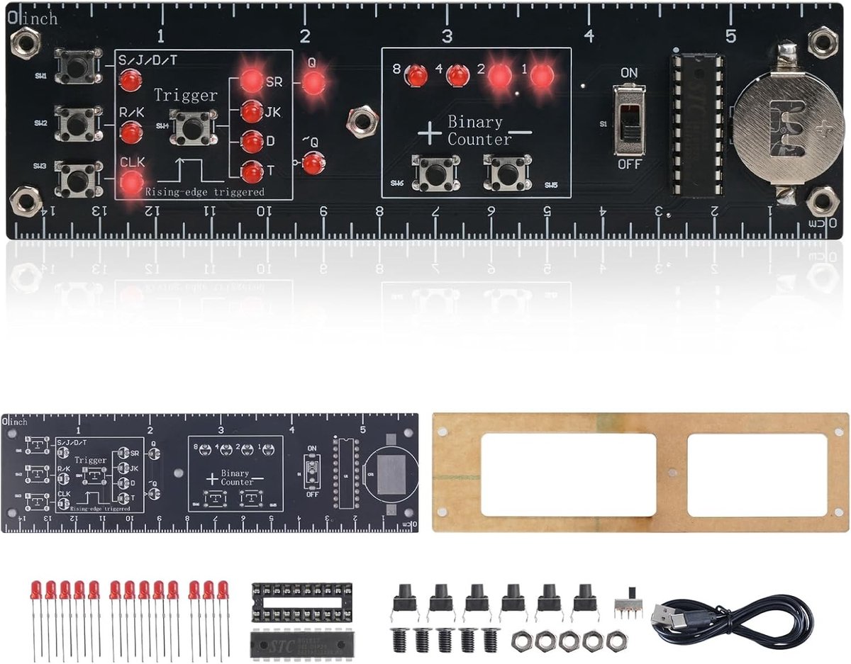 Doe-het-zelf logische schakeling soldeerbouwset - 5,5 inch - Liniaal ontwerp met LED-display - Voor studenten en hobbyisten