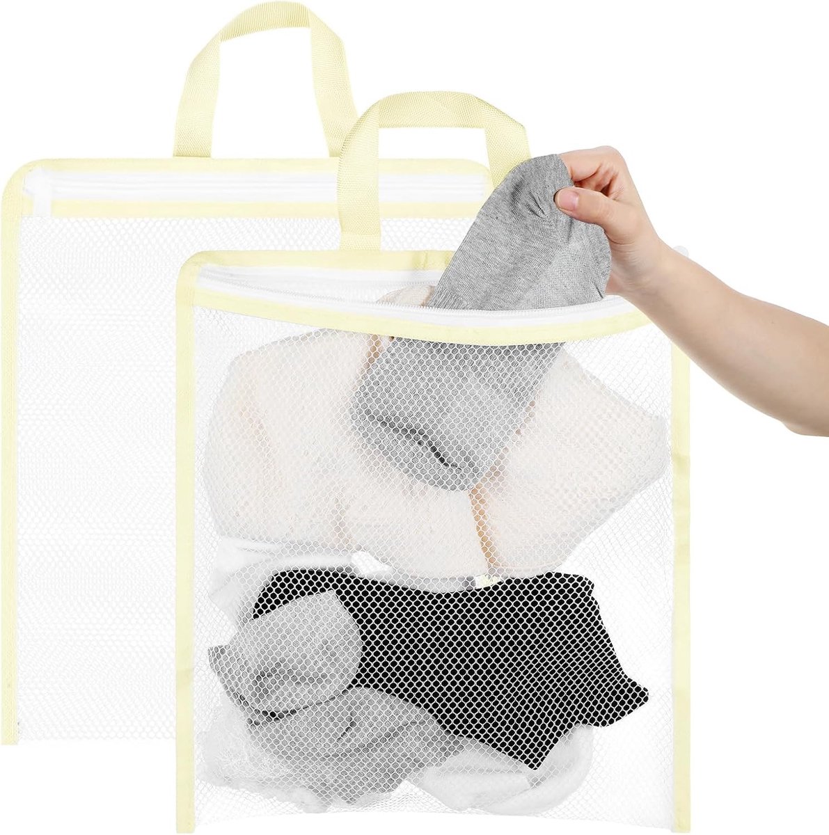 Set van 2 kleine waszakken voor delicate kleding - 33 x 29 cm - Ademend gaas met ritssluiting - Voor lingerie en sokken
