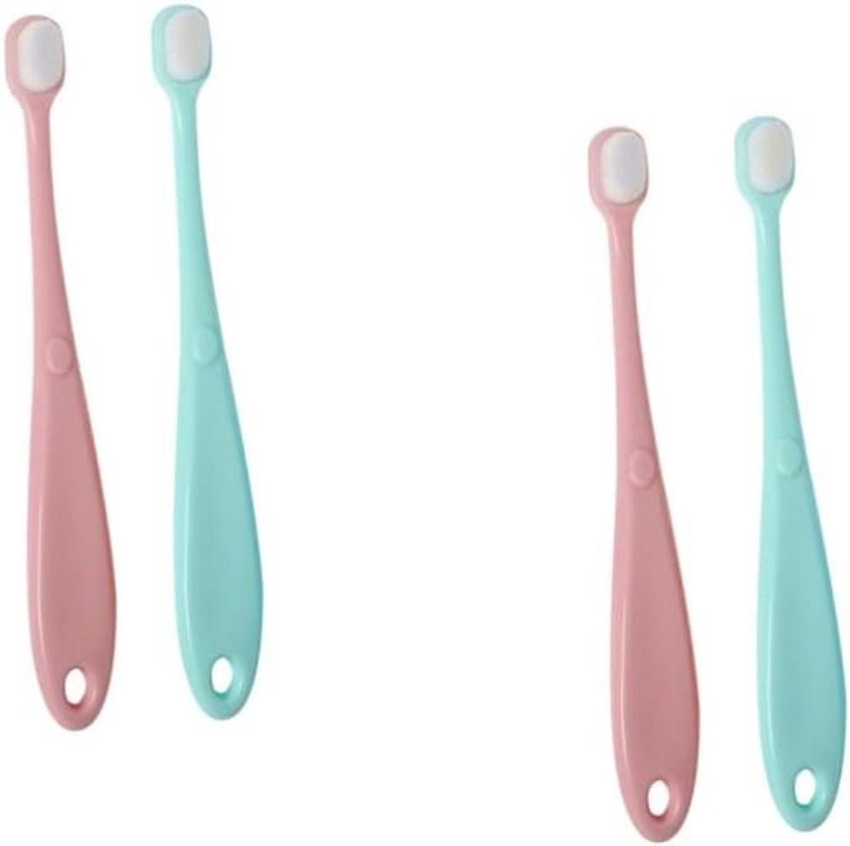 Tandenborstel Baby Peuter - Reinigingsborstel - Mondverzorging - Ultrafijne haarverzorging - 4 Stuks - Groen Roze