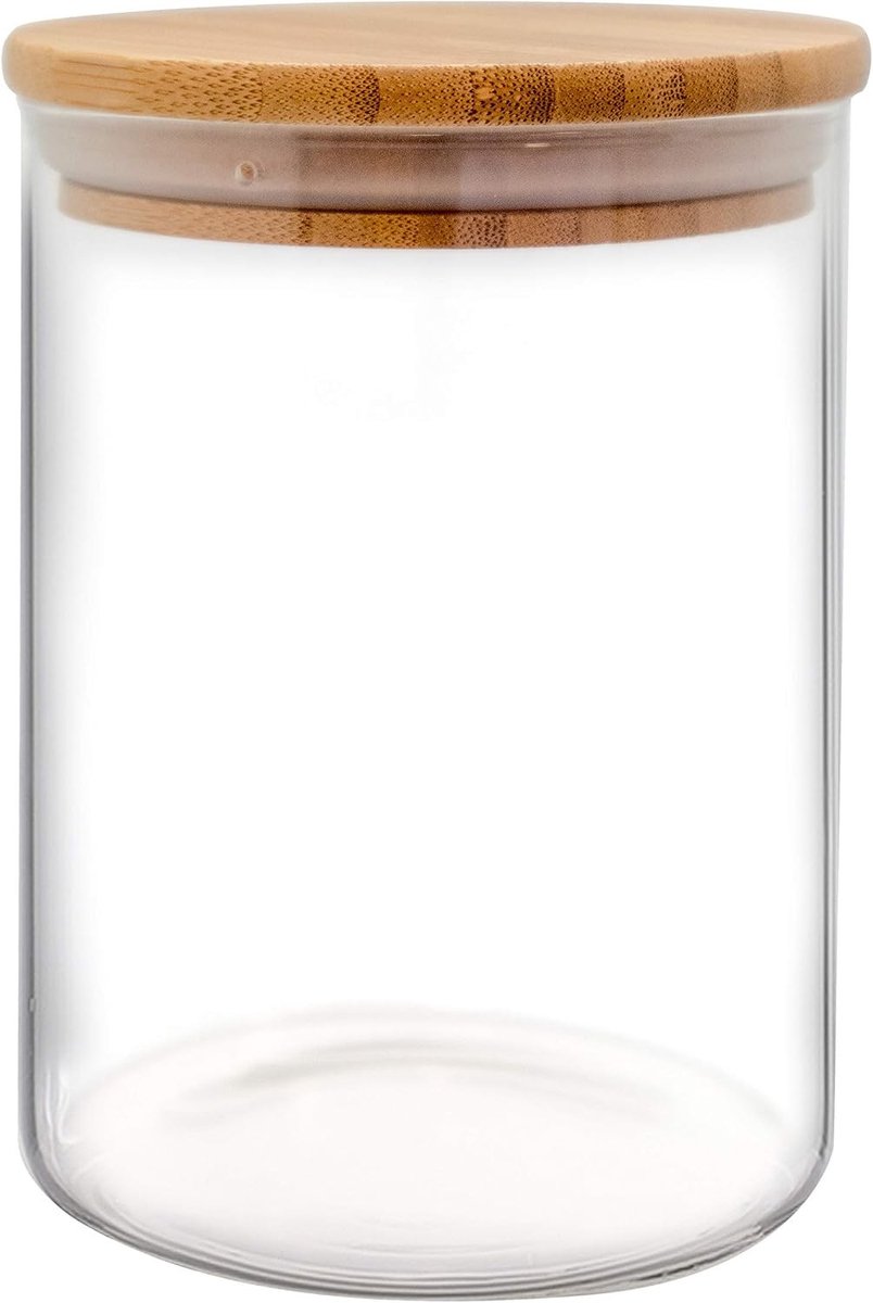 Beschuitblik - Transparant - 800 ml - Glas met Bamboe Deksel - Voor Keukenopslag