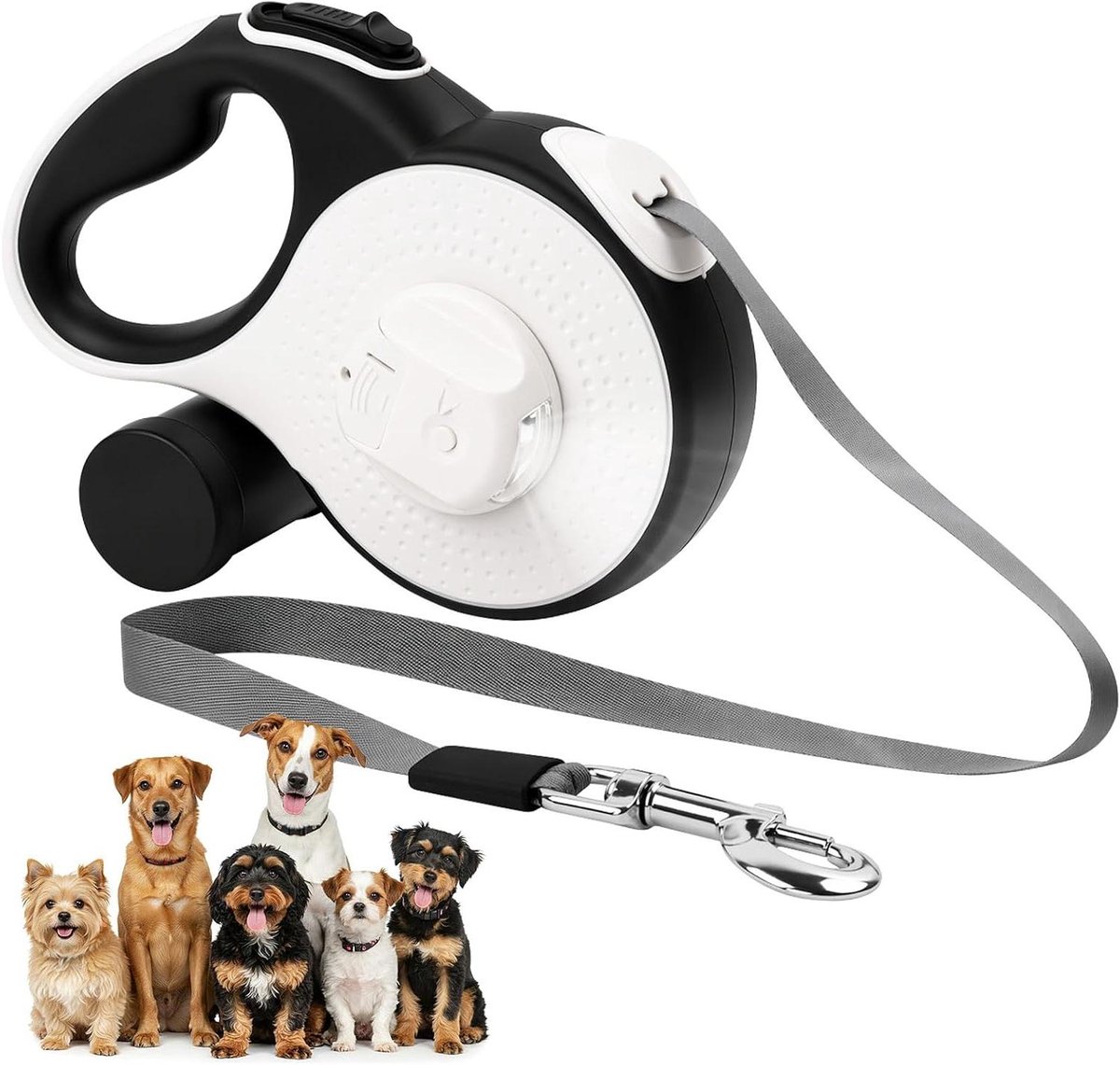 Uittrekbare Hondenriem - Rollijn Hond - Wandelen met Hond - 360° Anti-Klit - 8 meter - Wit