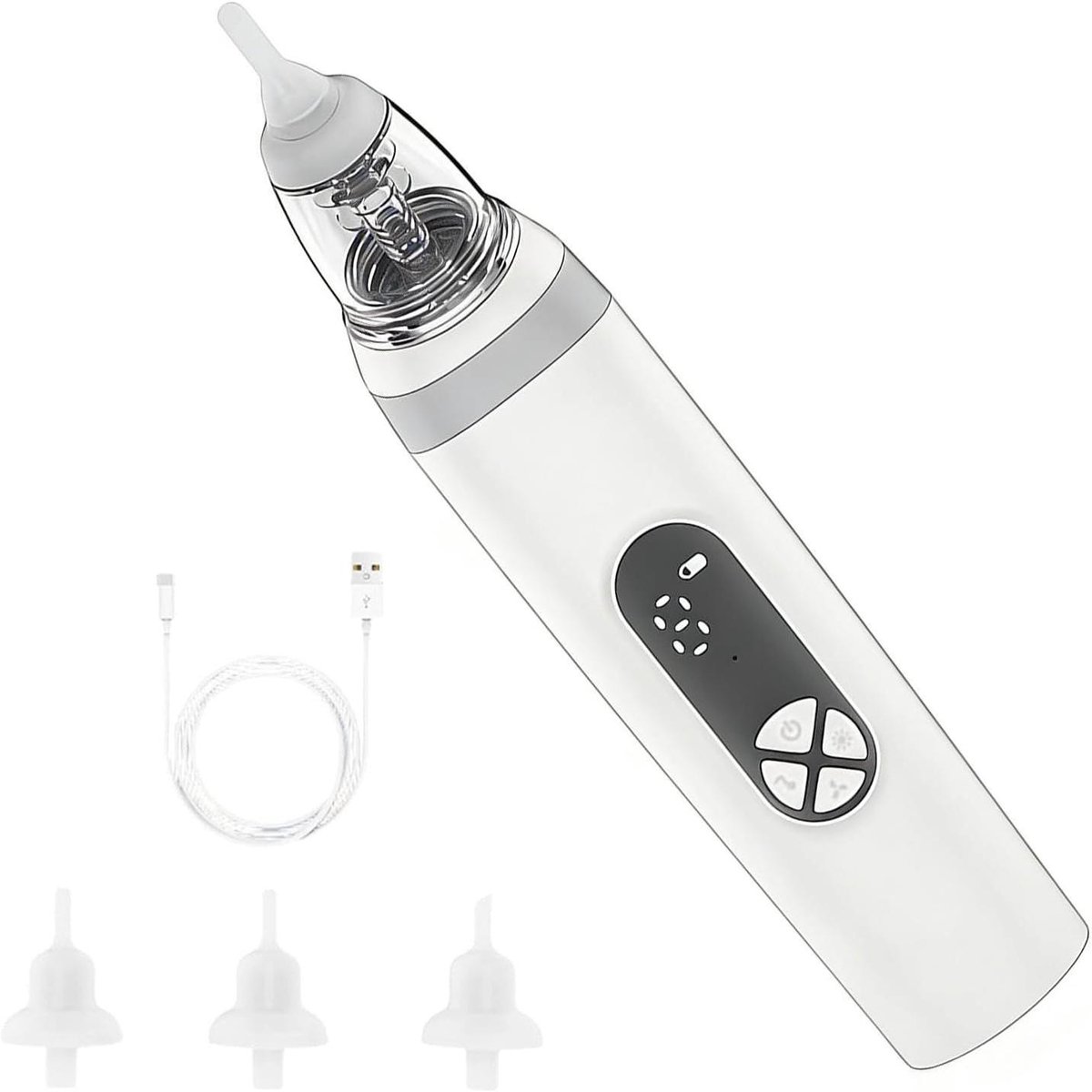 Elektrische Neusreiniger - Neuszuiger Baby - Hygiënisch Ademhalen - 3 Zuigkracht Niveaus - 18.5 cm - Wit