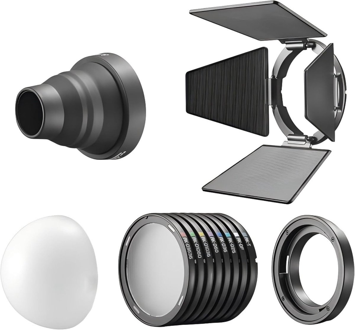 Magnetische Bevestigingsset voor LED Lampen en Flitsers met Diffusers en Snoot voor Creatieve Verlichting