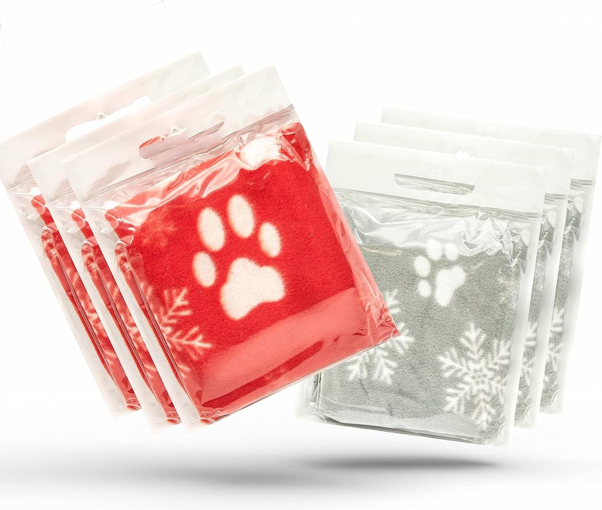 Hondendekens Pakket - Katten Dekens - Huisdier Comfort - Zacht Warm Fleece - 70 x 73 cm - Rood Grijs