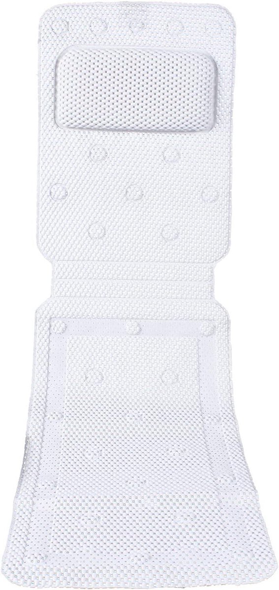 Badkussen Lichaam - Badmat Kussen - Comfortabel Baden - Uitgehold Ademend Design - 36 x 125 cm - Wit