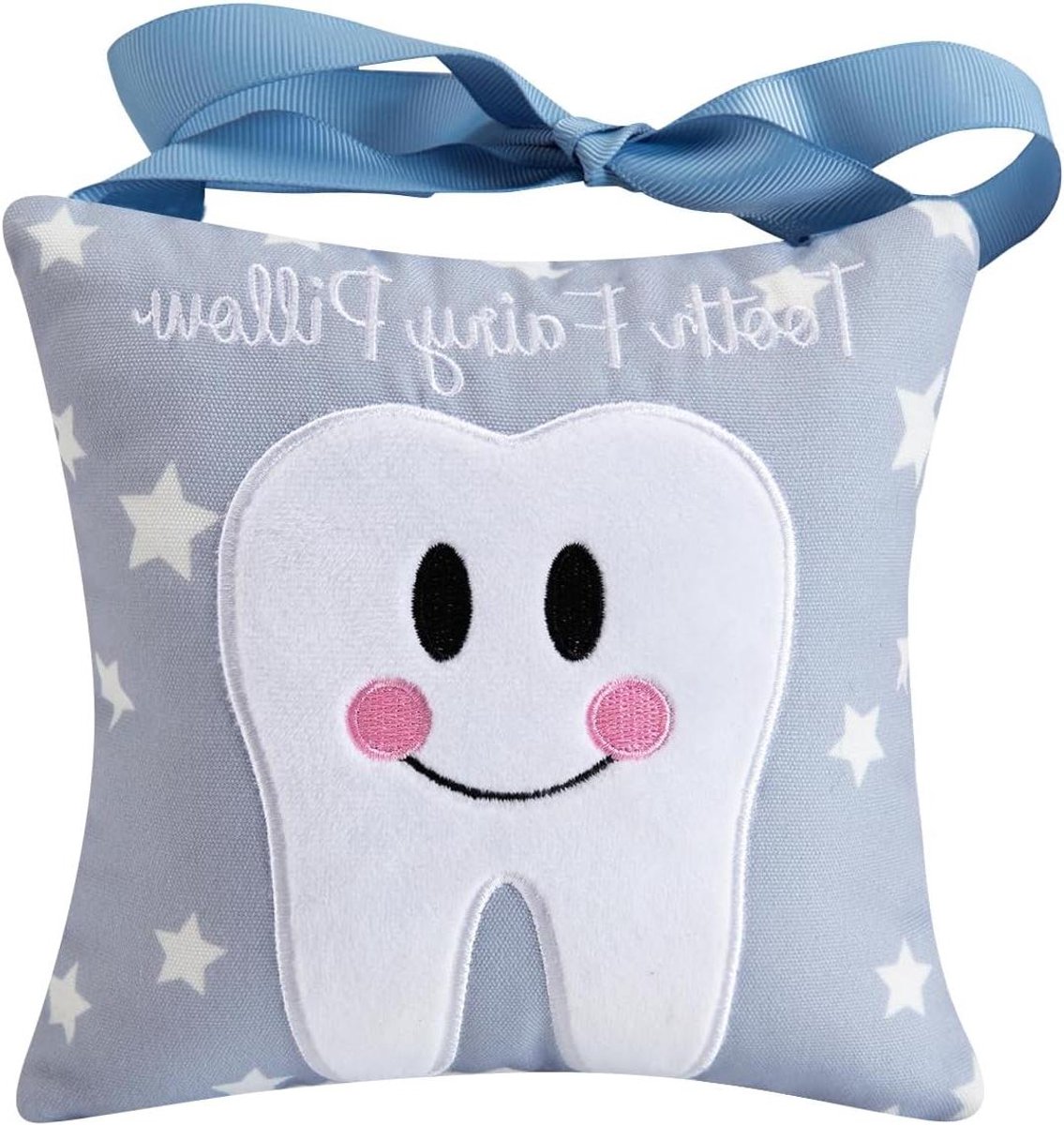 Tandenfee Kussen - Tandendoosje Pouch - Tanden Verzamelen - Met Geschenkzakje - 18 x 18 cm - Blauw
