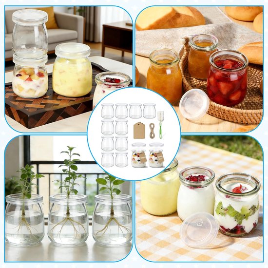 Yoghurtglazen met deksel - Dessertpotjes - Opslag en presentatie - Lekvrij en luchtdicht - 12 stuks 200 ml - Transparant — afbeelding 5