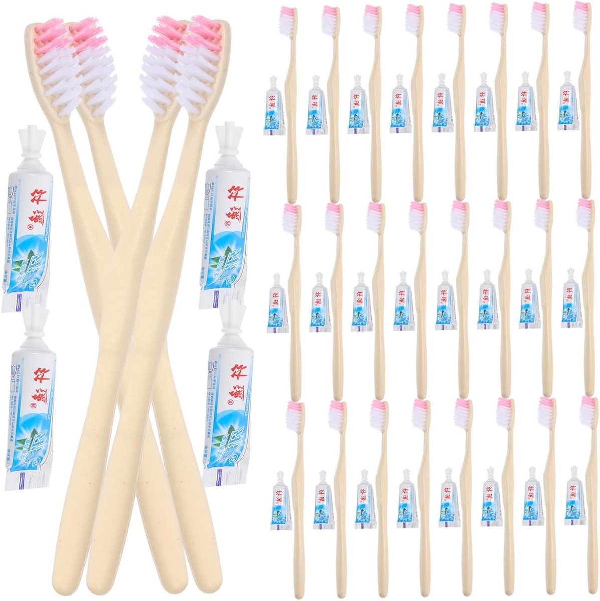 Wegwerp Tandenborstels - Reis Tandenborstels - Hygiënisch Reizen - Met Tandpasta - 100 Stuks - Diverse Kleuren
