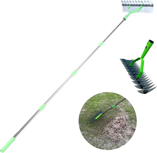 Verticuteerhark - Riethark Gazonhark - Gras Ontvilten - Ergonomisch Handvat - 170 cm - Zwart — afbeelding 5