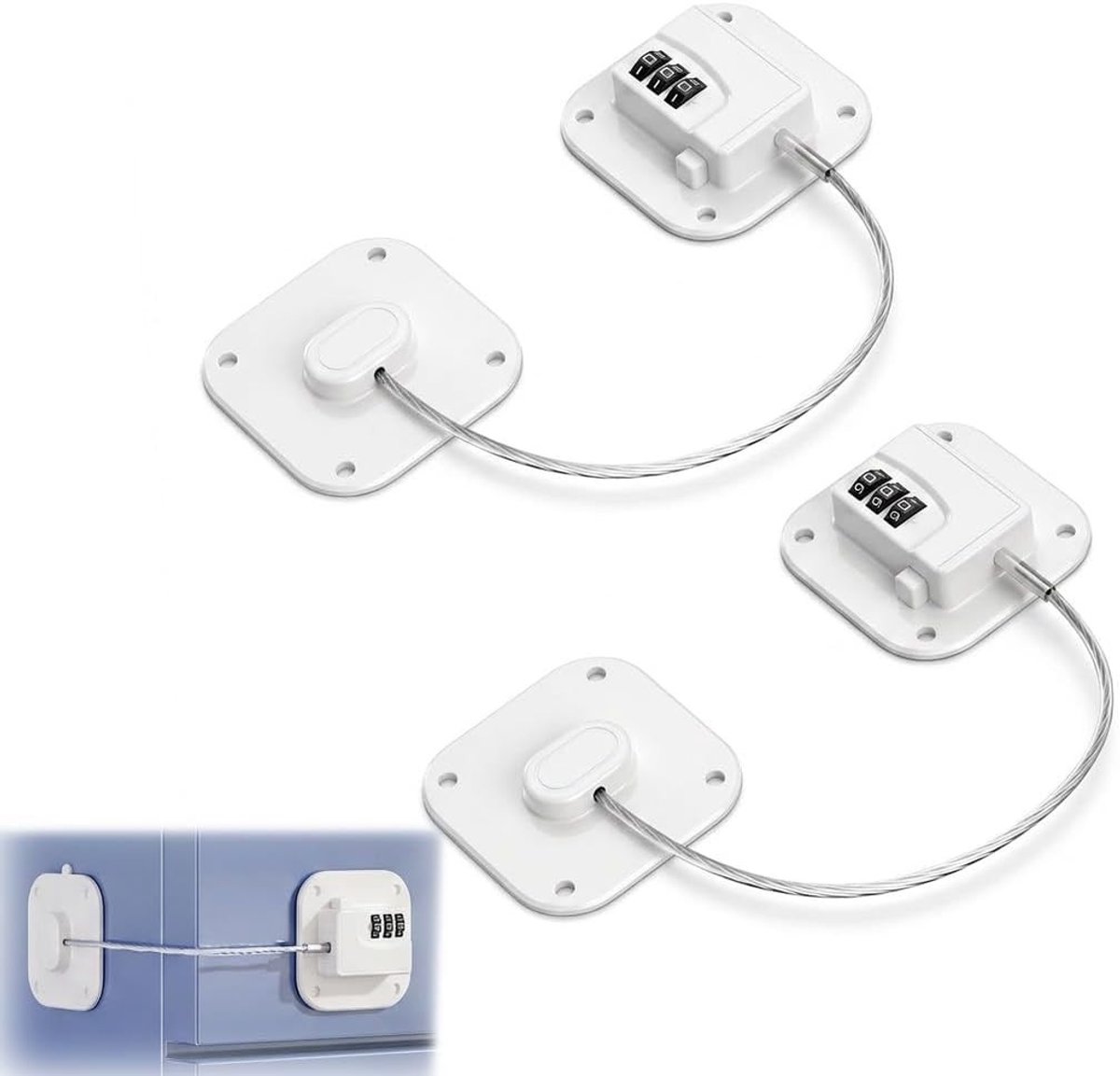 Kinderslot voor kastjes - Wit - Veiligheidsslot met 3-cijferige Code - Voor Koelkasten, Kasten en Laden