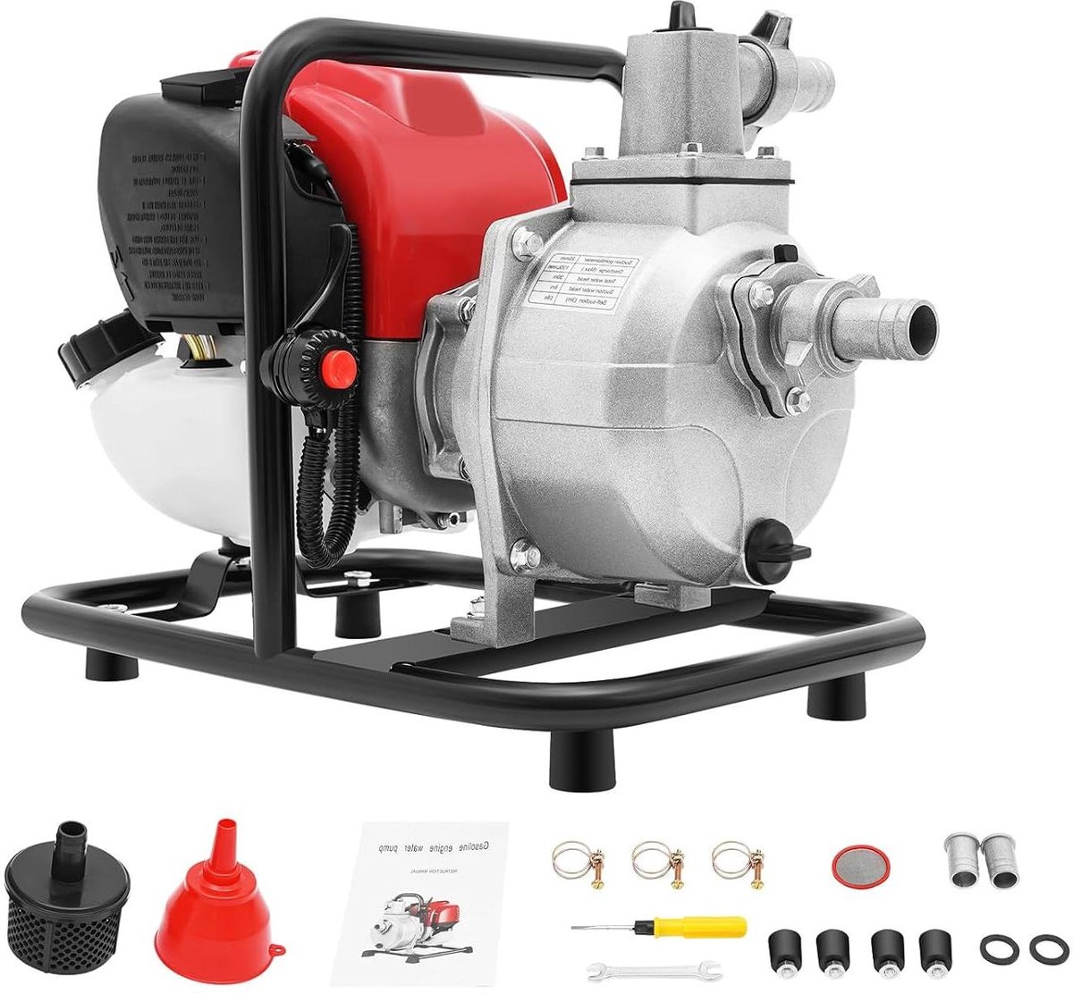 Benzine Waterpomp - Tuinpomp Krachtig - Water Transport - Zelfaanzuigend 4-Takt - 135 L/min - Grijs