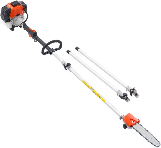 Benzine-Aangedreven Snoeischaar met Lange Steel, 43cc 2-Taktmotor, Telescopische Zaag met Verstelbare Lengte van 2,08–3,58 m, Zaagblad van 25,4 cm, Brandstoftank van 850 ml, Geschikt voor Het Efficiënt Snoeien van Hoge Takken — afbeelding 2