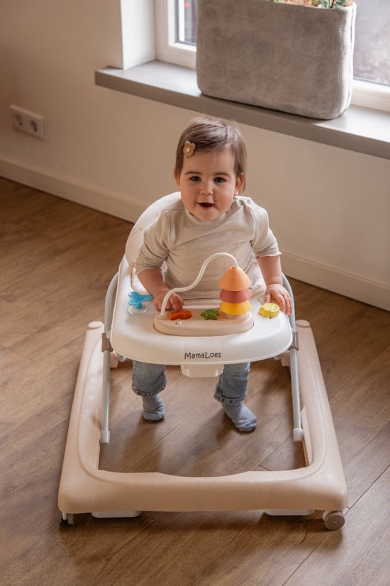 MamaLoes Loopstoel met Speelbord - Loopwagen - Baby Walker - Baby Jumper Speelgoed - Looptrainer - Mikko Beige van Mamaloes — afbeelding 4