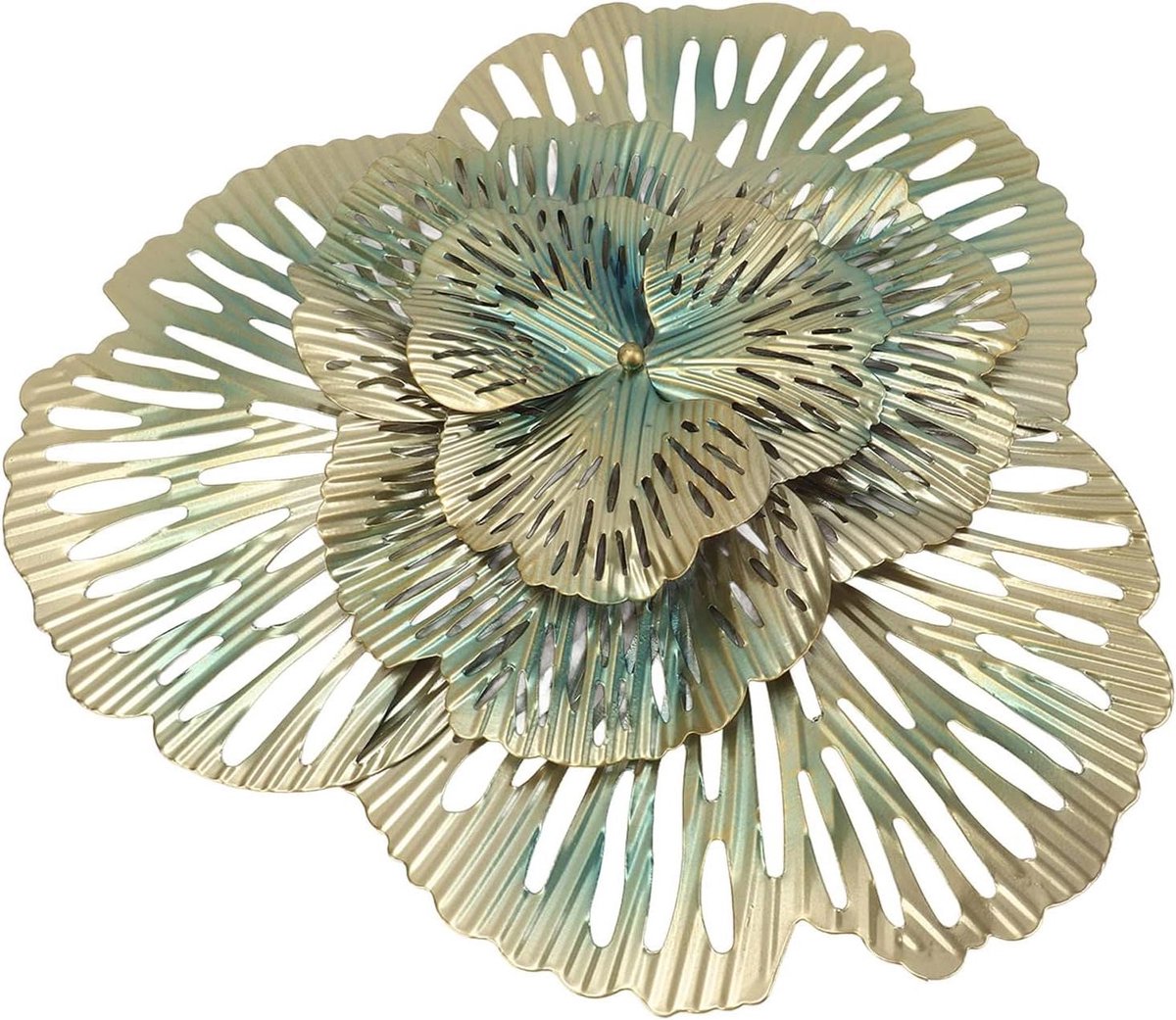 Wanddecoratie Metaal - Bloem Sculptuur - Woonkamer Verfraaien - Uniek 3D Design - 38 x 37 cm - Type A