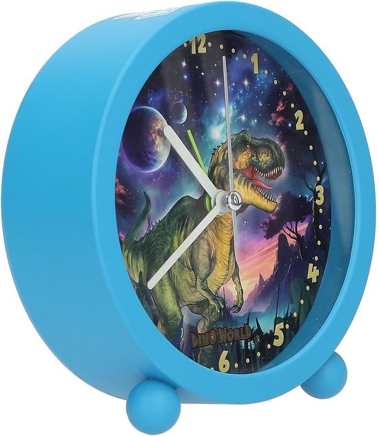 Kinderwekker Dino - Wekker Kinderen - Wakker Worden - Geruisloze Klok - 11.5 cm - Blauw — afbeelding 5