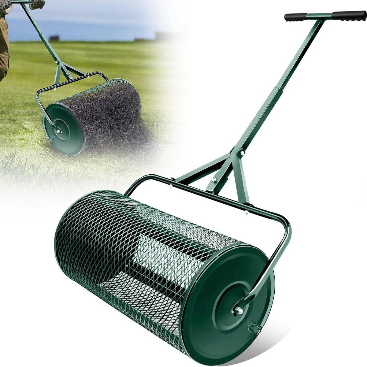 Compoststrooier Gazon - Meststrooier Tuin - Gazon Onderhoud - Gelijkmatige Verdeling - 24 inch - Groen