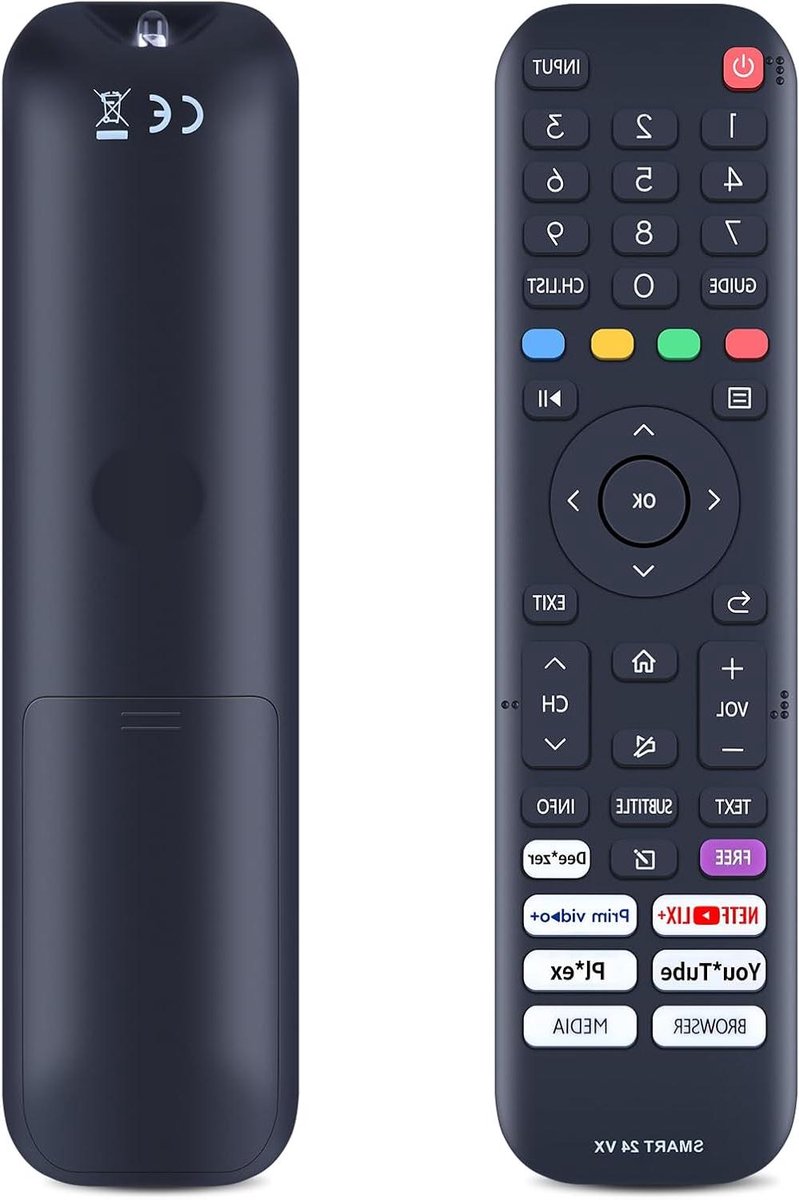 Vervangende Afstandsbediening - Universele afstandsbediening TV - TV Bediening - Geen Programmering Nodig - 10 Meter Bereik - Zwart