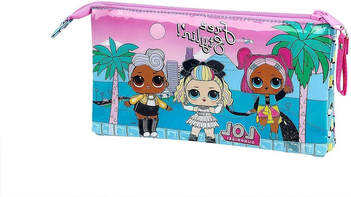 Etui met 3 ritsen - Pennendoosje Make-up tasje - Schoolspullen organiseren - Drievoudig met ritssluiting - 20 x 13 cm