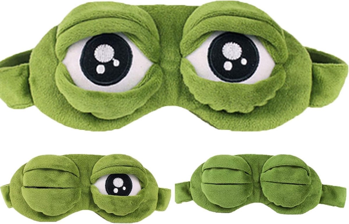 Creatief 3D Kikker Slaapmasker voor Kinderen en Volwassenen, Fluffy Cartoon Oogbedekking voor Comfortabel Slapen en Ontspanning, Groene Kleur