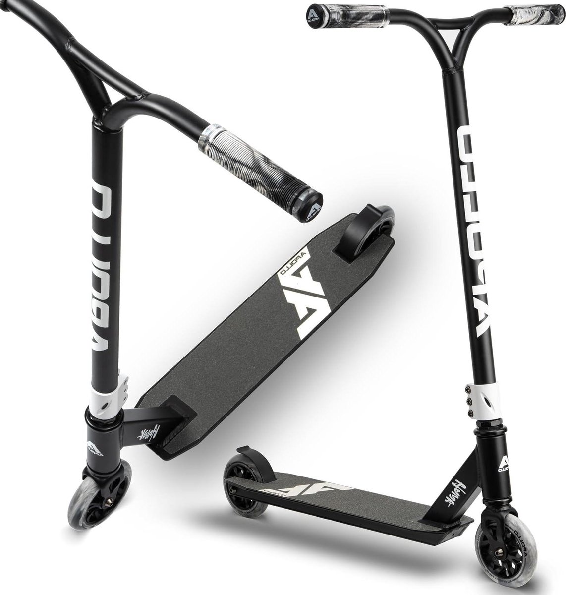 Stunt Step - Trickstep Kinderstep - Stads Cruisen - HQ Aluminium Frame - 66 x 52 x 18 cm - Zwart/Wit