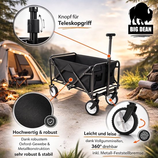 Bolderkar Opvouwbaar - Transportwagen Handkar - Spullen Vervoeren - Stabiel 80 kg Belastbaar - 75 x 47 x 87 cm van Bolderkar Opvouwbaar — afbeelding 4