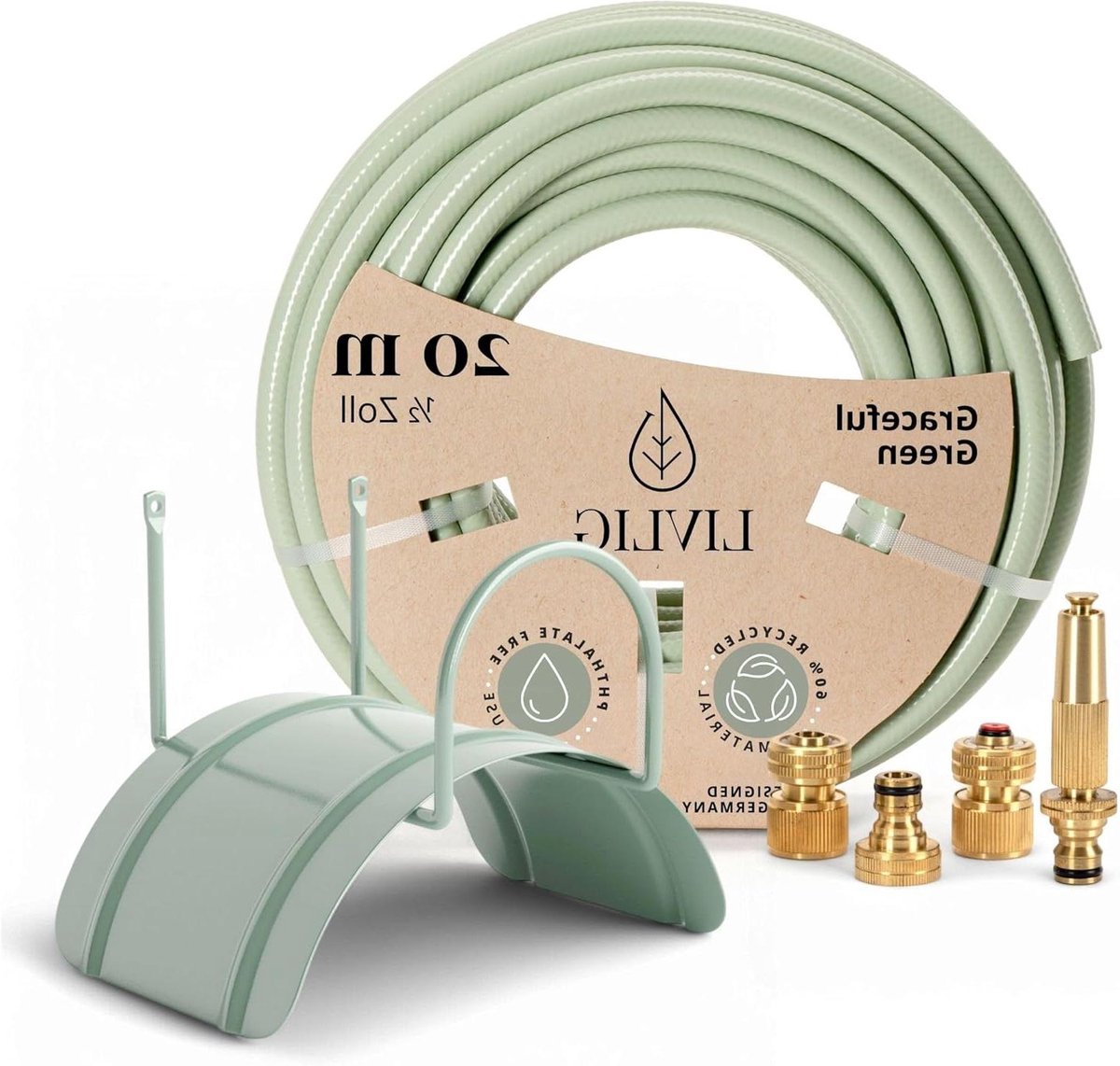 Tuinslang Set - Waterslang Set - Tuin Besproeien - Inclusief Houder - 20 Meter - Groen