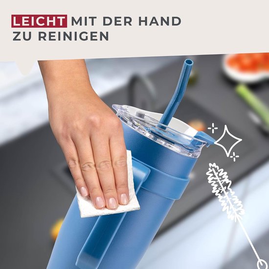 Geïsoleerde Drinkbeker XXL - Thermosbeker Koude Dranken - Dranken Koel Houden - Dubbelwandige Isolatie - 1200 ml - Blauw — afbeelding 2