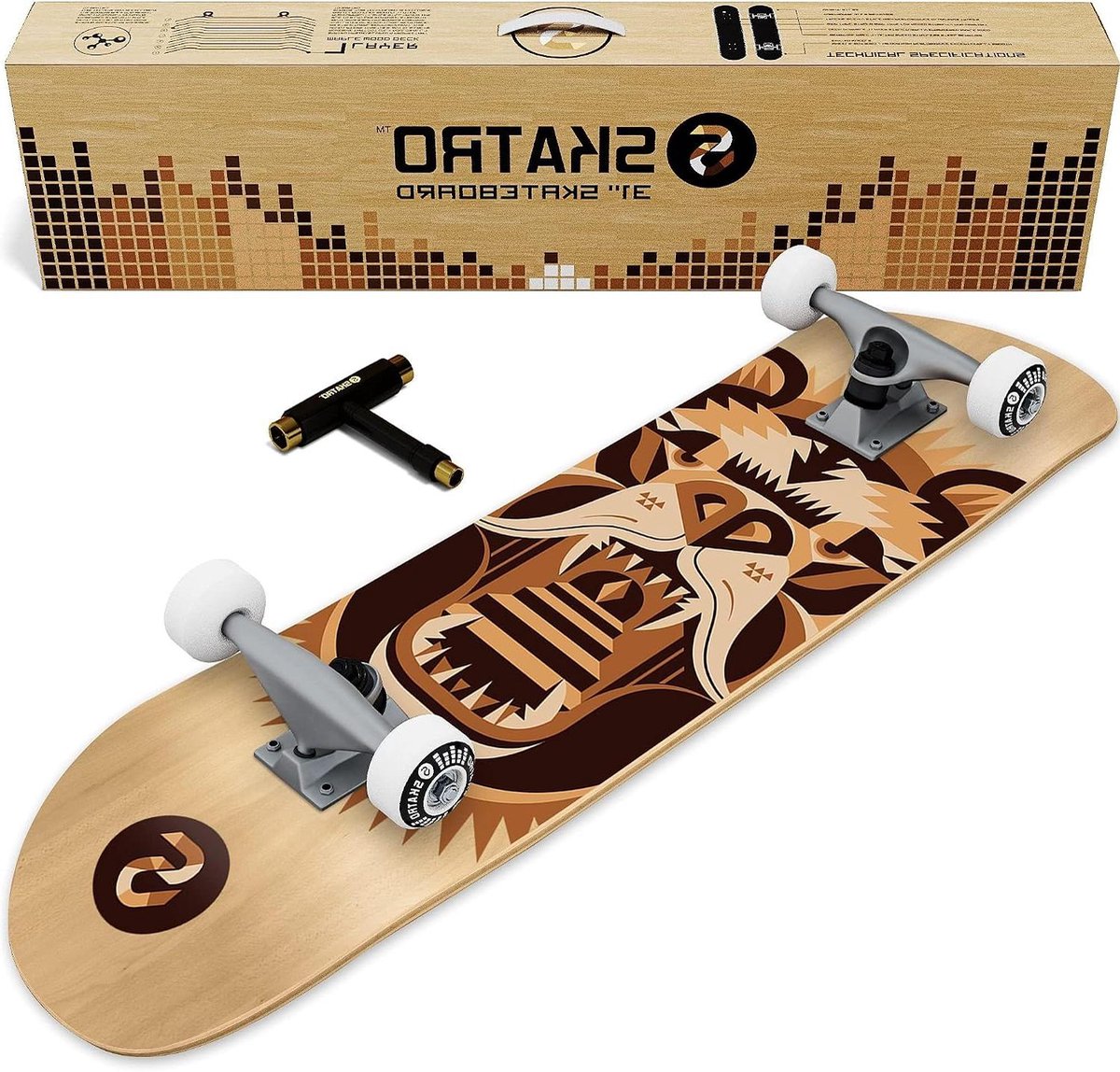 Compleet Skateboard Skateboard Set Skaten en Tricks Gepatenteerde Kleeftechnologie 31 x 8 Inch Woodtone Beer