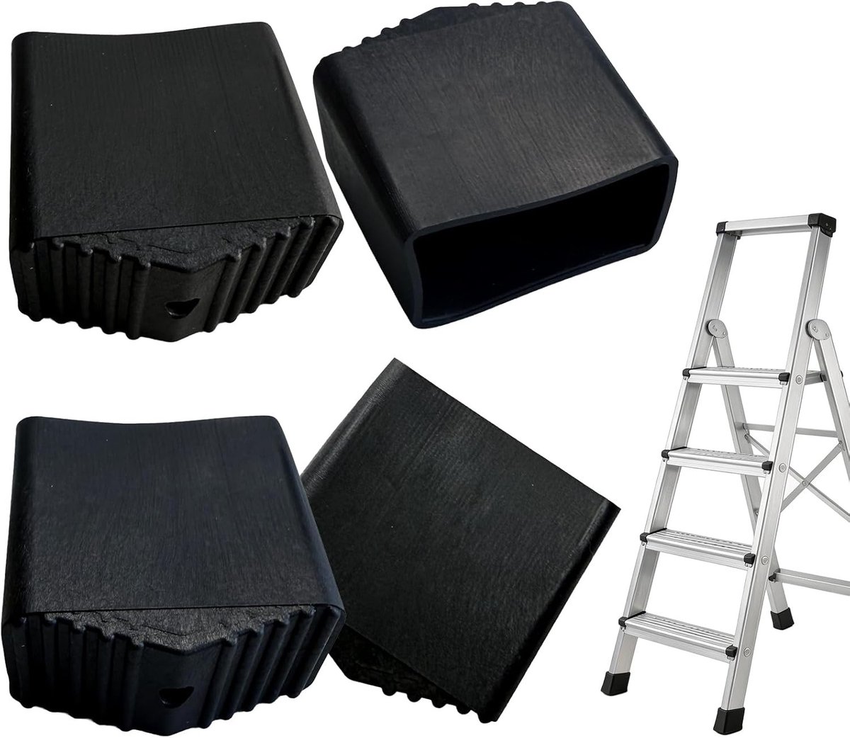Laddervoeten - Zwart - 2 x 4 cm - Vervangende Voetdoppen voor Ladders - Voor Huishoudelijk en Bouwgebruik