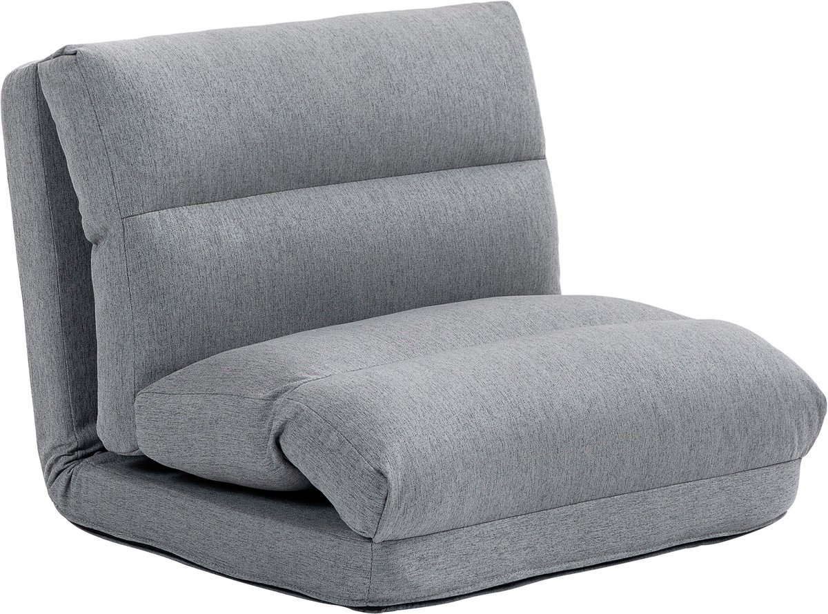 Zitzak met slaapfunctie - verstelbare rugleuning - opvouwbaar - tot 120 kg - 70 x 72 x 56 cm - grijs